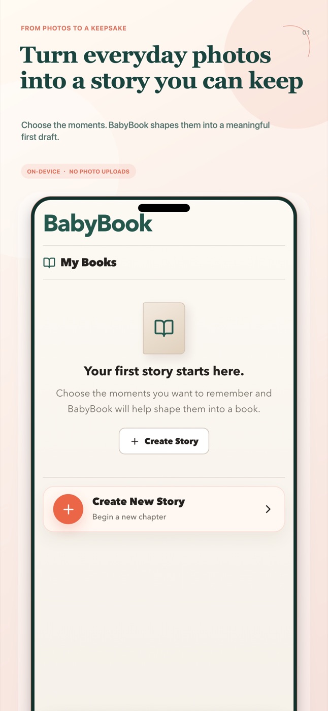 Choosing family photos inside BabyBook on iPhone