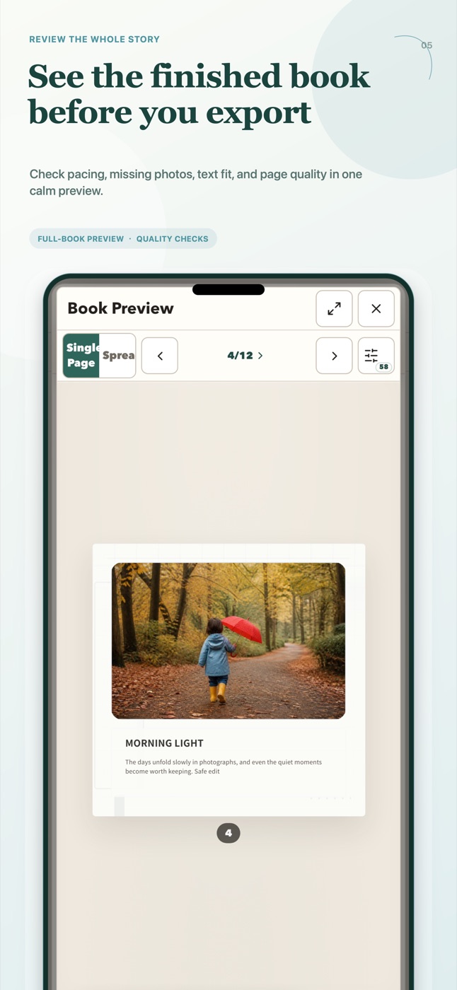 Preparing a printable PDF export in BabyBook